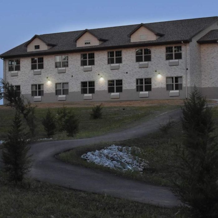 road leading up to main lodge